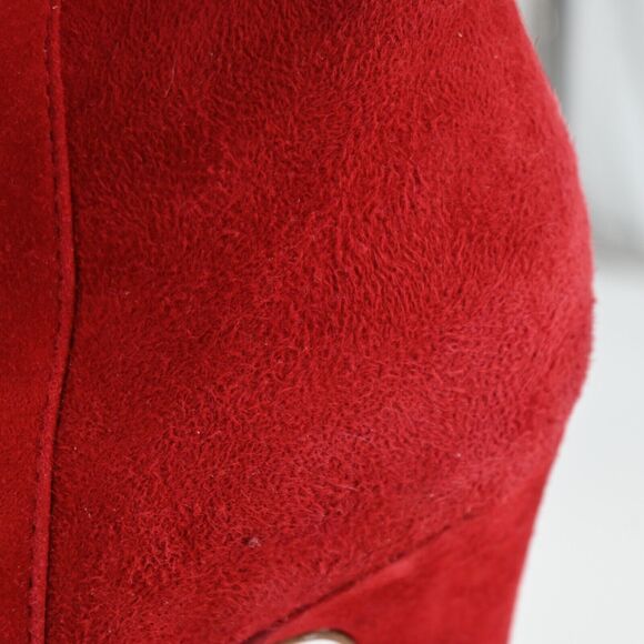 DVF | Red Suede Zipper Booties Size: 7.5 M - Picture 7 of 10